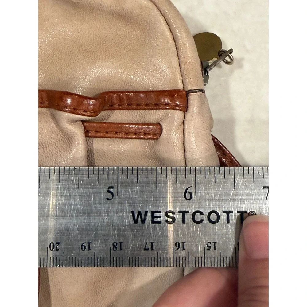 Vintage Danielle Nicole Genuine Leather Crossbody Bag Tan Brown Round Made Italy